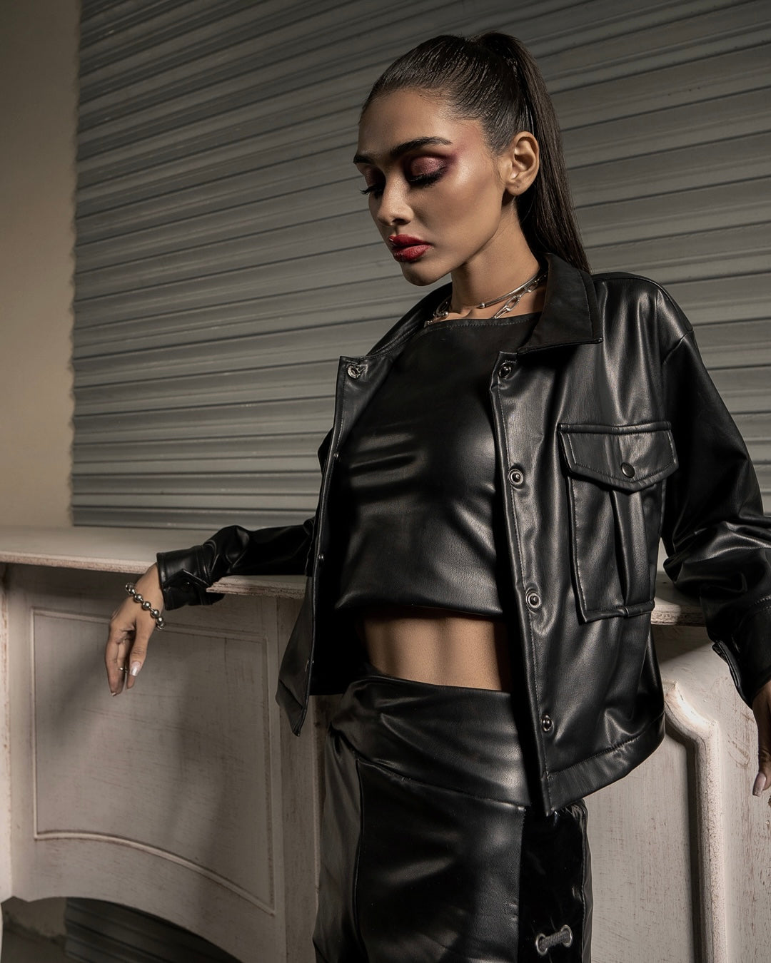 LUXE LEATHER CROPPED JACKET